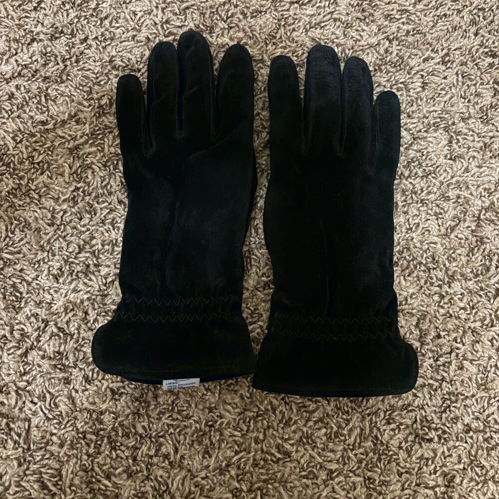 Fownes Thinsulate Black Genuine Leather Suede Women's Gloves Size Medium Winter